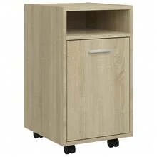 Mobiletto laterale Larryhot con ruote in legno ingegnerizzato Sonoma Oak, bello e pratico, ideale per riporre oggetti e decorare la casa. - Castano - Visualizzare 2