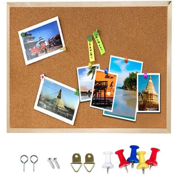 Retro Frame Cork Board Announcement Message Board Photo Display Board, 12x16 Inch, Office Bedroom School Memo Menu Display