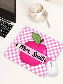 1 قطعة لوحة فأرة معلم مخصصة بتصميم PNG رجعي، لوحة فأرة بطباعة حرارية، غلاف تقدير المعلم، اسم معلم مخصص PNG، فيونكة قلم رصاص وردي، هدية معلم مخصصة، إطار اسم مقسوم بقلم رصاص، طباعة تفاحة PNG، هدايا العودة إلى المدرسة، لوازم مدرسية