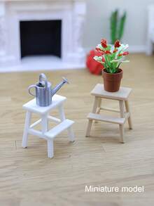 Miniature Doll House Stool, Plastic Mini Display Stool, Pretend Play Small Chair, Micro Flower Shelf, Double-Tier Display Rack, Mini House Footstool, Miniature Stool Stepladder - Step Stool - View 1
