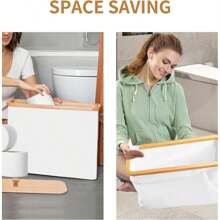 Bamboo Lid Toilet Paper Storage 35L Capacity For 20 Regular Rolls, Stylish Bathroom Organizer Cabinet - Enhance Your Bathroom Storage Space