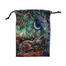 Double-Sided Kitten Print Polyester Tarot Card Pouch (18x13cm), Drawstring Storage Bag For Cards, Crystals & Holiday Gifts