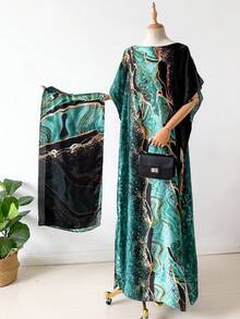 2pcs Faux Silk Peacock Print Shawl Scarf, Various Styles, Women Beach Cover Up, Sun Protection, Satin Scarf, Multifunctional Wear For Dress - Multicolor - View 11