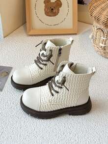 1双儿童平底靴，时尚秋冬 - 米色 - 查看 2