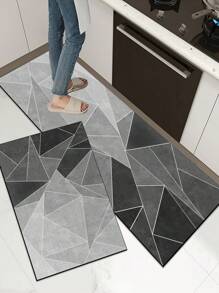 一塊具高端質感和簡單拼接圖案的矽膠泥廚房地墊，輕奢時尚風格，具有緩衝和減輕疲勞的作用。該墊吸水快干，防滑，由簡單矽膠泥和柔軟橡膠製成。適用於廚房、浴室、門廊、洗衣房等場所，可用於室內裝飾。