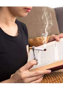 1pc Personalized Hand Bone Smoking Ring, Cigarette Holder With Skull Pattern Ring Holder, Adjustable Opening To Prevent Hand Burning And Yellowing - Multicolor - View 3