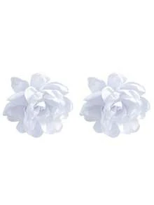 1 对女士夸张织物花卉图案耳环，海滩度假风格 - 粉色 - 查看 10