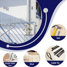 鸽子刺 不锈钢 9.84 英寸/12.99 英寸/19.69 英寸驱鸟刺 驱鸟刺 适用于阳台、屋顶花园的鸟类保护，附赠扎带