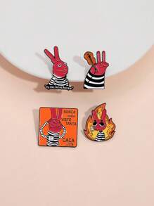 1/4pcs Quirky Rabbit Brooch, Must-Have For Occasions, Rebellious & Cute Design, Suitable For Gen Z/ Enthusiasts, Fits Daily Outfits & Parties, Instantly Elevates Backpack/Collar, Creative & Eye-Catching For Unique Occasions & Street Style, Personalized-Driven Wardrobe Staple