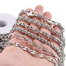 1m 304 Stainless Steel Jewelry Chain, Multi-Style DIY Bracelet Necklace Accessories, Handmade Clothing Chain, Non-Fading Decorative Chain - Various Styles - View 3