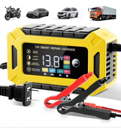 12v 6a Cargador Rápido Para Inteligente Batería De Coche y Desulfatador de Batería con Reparación de Pulso para Automóvil Moto Camión Cortacésped