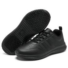 Men's Anti-Slip Waterproof Slip On Work Shoes - Leather Comfort For Food Service (Chef, Kitchen) & Nurse Sporty Home