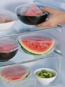 300个可重复使用食品储存袋，超大超厚，彩色食品罩，保鲜膜，PE保鲜膜袋，厨房收纳，家用塑料包装，接触式，剩菜储存 - 彩色 - 查看 7