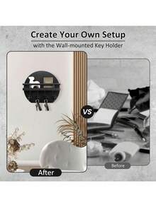 Key Holder For Wall - 9.8 Inch Apartment Wall Decor With Shelf And 8 Key Hooks, Circular Wood Key Hanger For Home Decor - 5 Hooks - View 4