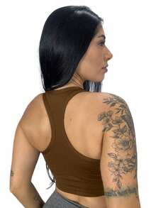 Removable Padded Swim Top - 鏽棕色 - 查看 2