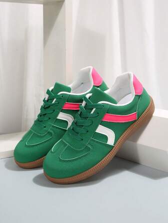 Women's Casual Sports Shoes, Low-Top Lace-Up Flat Trainers, Comfortable Wear, Suitable For All Seasons