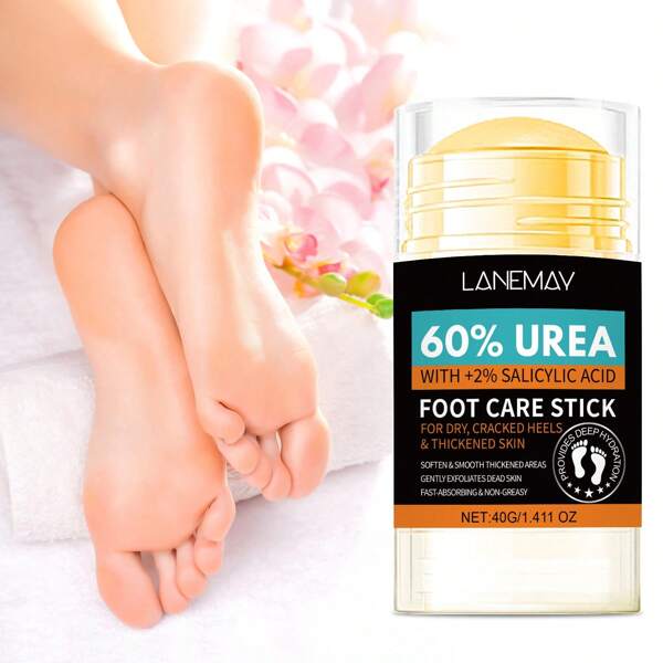 Barra de cuidado de los pies con 60% de urea - Hidrata y suaviza suavemente la piel, reduce la sequedad y el descamado, mantiene las manos y los pies suaves e hidratados, de rápida absorción y sin grasa - para talones secos, agrietados y piel engrosada