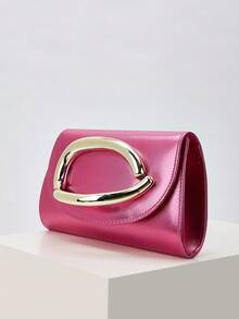 闪亮、耀眼、奢华、迷人、优雅、精致的大号女士手拿包、晚宴包、派对手提包，配有可拆卸链条肩带，适合婚礼、派对、舞会等场合，采用天鹅绒材质，时尚优雅，适合女孩、女士、大学生、年轻职业人士和上班族。 - 玫紅色 - 查看 3