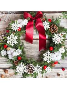 12 件圣诞雪花挂饰、圣诞树装饰、塑料闪光雪花装饰、室内冬季装饰、白色闪亮雪花挂饰，适合圣诞派对 - 彩色 - 查看 5