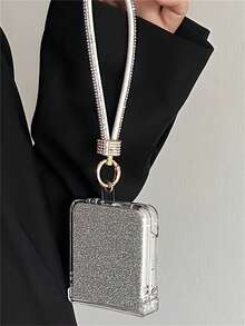 Luxury 3D Rhinestone Butterfly Water Ripple Folding Phone Case With Bowknot Pendant Compatible With Samsung For Galaxy Z Flip7 6 Z Flip 5 Z Flip 4 Z Flip 3 INS Clear PC Hard Protect Back Cover - Drill Rope - View 6