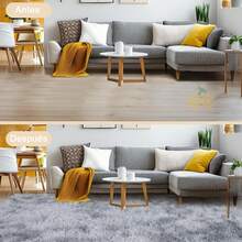 Alfombras, alfombras de felpa, alfombras coloridas, alfombras para sala de estar y dormitorio, alfombras decorativas, alfombras de seda y lana teñidas anudadas, tapetes para mesa de centro de sofá de sala de estar, alfombras para la mesita de noche del dormitorio del hogar, alfombras de gran tamaño, tapetes de felpa de 150 * 200 cm, resistentes a la suciedad y fáciles de cuidar, tapetes antideslizantes, alfombras de moda, adecuadas para grandes áreas de uso doméstico (rosa, gris, marrón) - Gris - Ver 10