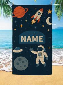1 件 26*18 英寸定制沙滩巾，带有魔法、太空、糖果、运动、自然、海洋图案，以独特字体印有个性化名称，适合夏季旅行、海滩旅行、日光浴、防风 - 彩色 - 查看 5
