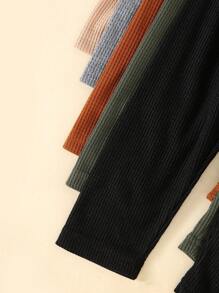 10件套男童休闲纯色柔软舒适华夫格针织长袖上衣和裤子套装 - 彩色 - 查看 6