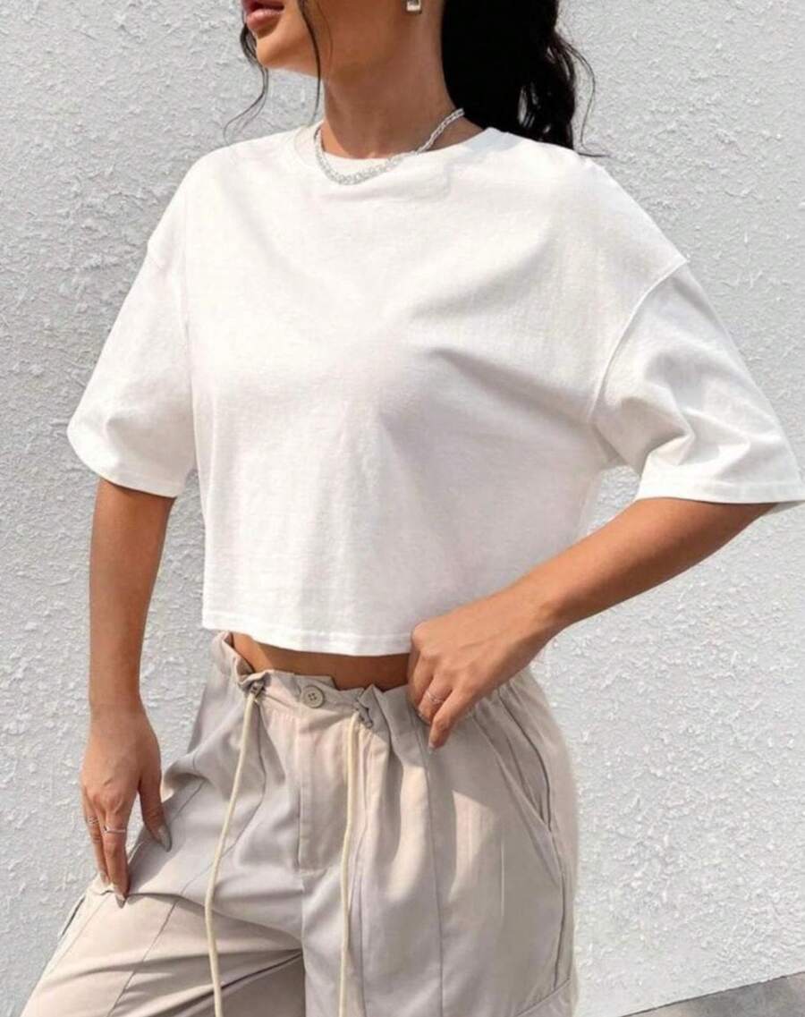 ✨ PLAYERA CROP-TOP PARA DAMA ✨ ¡Cómoda, moderna y con mucho estilo! - Blanco - Ver 1