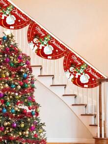 1pc Christmas Bunting Fan Flag, Watercolor Snowman Xmas Tree Design Bunting Flag,Polyester Fabric Fan-Shaped Flag, Christmas Snowman Santa Half Fan Banner Xmas Party Decoration, Christmas Decorations For Home 2025, Christmas Outside Garden Patio Decor - Multicolor - View 6