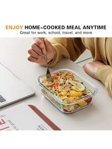 3 szt./zestaw pojemników do przechowywania żywności 360/630/1030 ml - pudełka do przygotowywania posiłków do biura, na powrót do szkoły, przenośne, zewnętrzne szklane pojemniki bento do przechowywania żywności z pokrywkami, składane szklane pojemniki do przygotowywania posiłków z pokrywkami, hermetyczne szklane słoiki do przechowywania