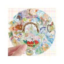 50 Cartoon Transparent Object Graffiti Stickers DIY Decorative Material Stickers, Storage Box Luggage Stickers, Reward Gifts - 多色的 - 查看 3