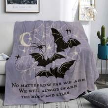 Comfortable Halloween Flannel Blanket - Vintage Bat, Pumpkin And Witch Hat Pattern,Adds A Modern Touch To Your Home, Creating A Comfortable Bedroom Style.  Suitable For All Seasons, Washable, Machine Washable, Lightweight, Breathable, Comfortable, Warm, Unique, 280gsm, Suitable For Him And Her, Suitable For Napping, Camping, Traveling, Family, Daily Life Office Decoration, Birthday Anniversaries, Valentine's Day, Thanksgiving, Christmas, Halloween, Mother's Day, Father's Day, Weddings, New Year Gifts For Her, Him, Family, Boyfriend, Girlfriend Father, Family Member, Mother, Lover, Daughter, Son, Grandfather, Grandmother, Friend, Classmate And Pet.  Sofa,Bed,Car,Bedroom,Living Room,Office, Outdoor Camping, Beach,Wall Decoration Ships From USA