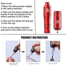 DQFART Wireless Tattoo Gun Kit, A Complete Tattoo Kit With Power Supply. Built-In Tattoo Machine, Battery Charging Compartment, Ink, Tattoo Needles And Various Tattoo Supplies. Suitable For Beginners And Artists