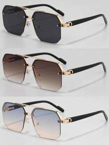 3副男女通用金属时尚眼镜，半框双梁休闲时尚眼镜，适合夏季防晒、海滩度假、户外运动、聚会、驾驶、钓鱼、骑行、购物和摄影 - 彩色 - 查看 20