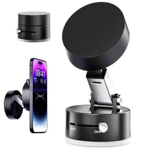 360°Suporte dobrável para celular, adsorção a vácuo dupla face, suporte magnético para carro