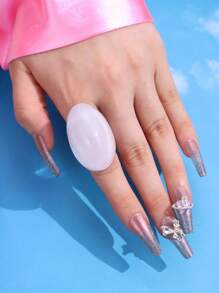 1 pieza Anillo de resina de unicolor personalizado exagerado, anillo acrílico elegante y retro para el verano