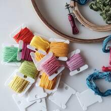 50/100/200pcs Plastic Floss Bobbins, Embroidery Floss Cards For Cross Stitch Thread Craft DIY Sewing Storage, Hard Floss Bobbins,(White,Clear) - Multicolor - View 10