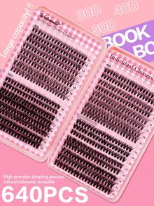 640pcs 800pcs Lash Clusters ,30D 40D 50D 100D Lashes Eyelashes, D Curl Pestañas With Natura Lashes Cluster Eyelash, 0.07 Cluster Lashes Fake Eyelashes, Super Soft Eyelash Clusters Book,Makeup Tools - 粉色 - 查看 1