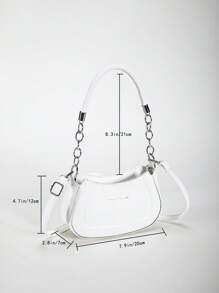 链条肩带斜挎包休闲百搭日常女士单肩包 - 白色 - 查看 8