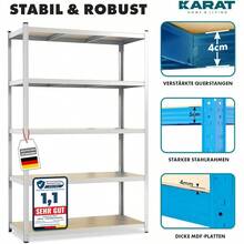 KARAT Schwerlastregale für Garage Keller Werkstatt Steckregal Weitspannregal Lagerregal Kellerregal Eckregal Reifenregal Gitterregal Verzinkt 180 x 90 x 60 cm - 180x90x60cm - Übersicht 3