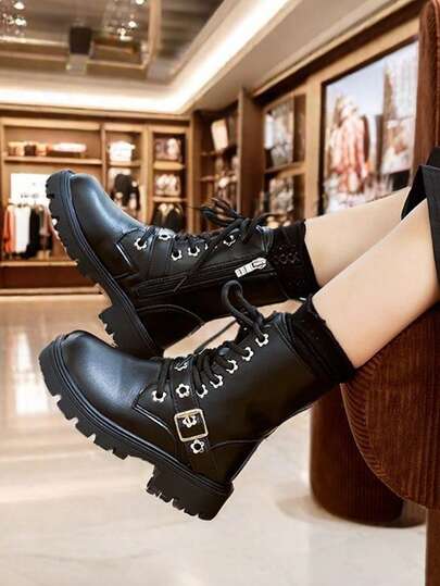 Girls' Princess Boots, New Autumn/Winter Fashion, British Style Performance Dance Party Short Boots, Comfortable Side Zipper Riding Boots, Sizes 26-36