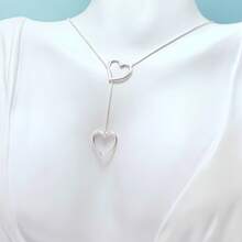 Kit Of 2 Necklaces With Openwork Double Heart Pendant + Openwork Heart Choker, Plated In 925 Silver Or 18K Gold - Silver - View 7