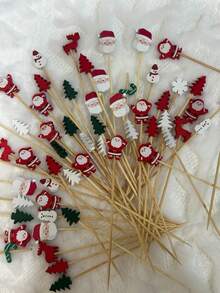 每包100个圣诞随机混合水果竹签。这些竹签色彩缤纷，创意十足，图案包括圣诞老人、圣诞雪人、圣诞树、鹿、雪花和圣诞老人头像。它们可以用作鸡尾酒签、蛋糕叉、烤肉串、蜜饯山楂签和装饰牙签。 - 彩色 - 查看 8