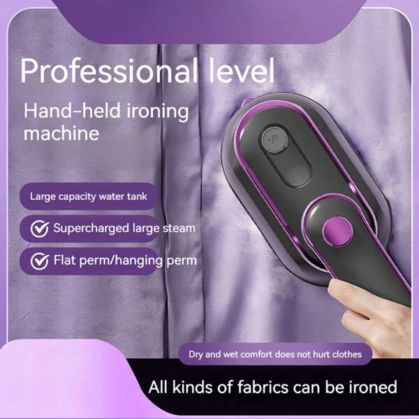 Plancha de vapor portátil y mini - Vaporizador de mano para viajes para ropa, planchado sin arrugas con vapor penetrante fuerte, planchado en seco y húmedo, mango giratorio a 90°, diseño morado y dorado, compacta y ligera para el hogar, la oficina y los viajes, mini plancha de vapor para ropa