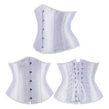 Satin Underbust Corset Waist Slimming Shaping Belt Tightlacing - 白色 - 查看 2