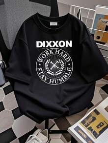 180g Pure Cotton Dixxon Flannel Work Hard Stay Humble  Shirt Sz Large Graphic Slightly Casual Soft Designer Clothes Top For Everyday Wear Fashion Stylish Streetwear Summer Homme Unisex For Women Versatile Breathable Print Round Neck Short Sleeve Stretched Comfortable - Black - View 3