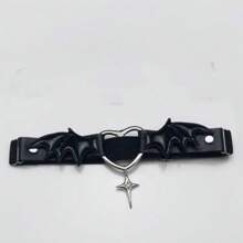 1 件亚文化朋克暗黑之翼骷髅心形腿袜带，可调节弹性 Y2K 坏蛋性感腿环 - 彩色 - 查看 15