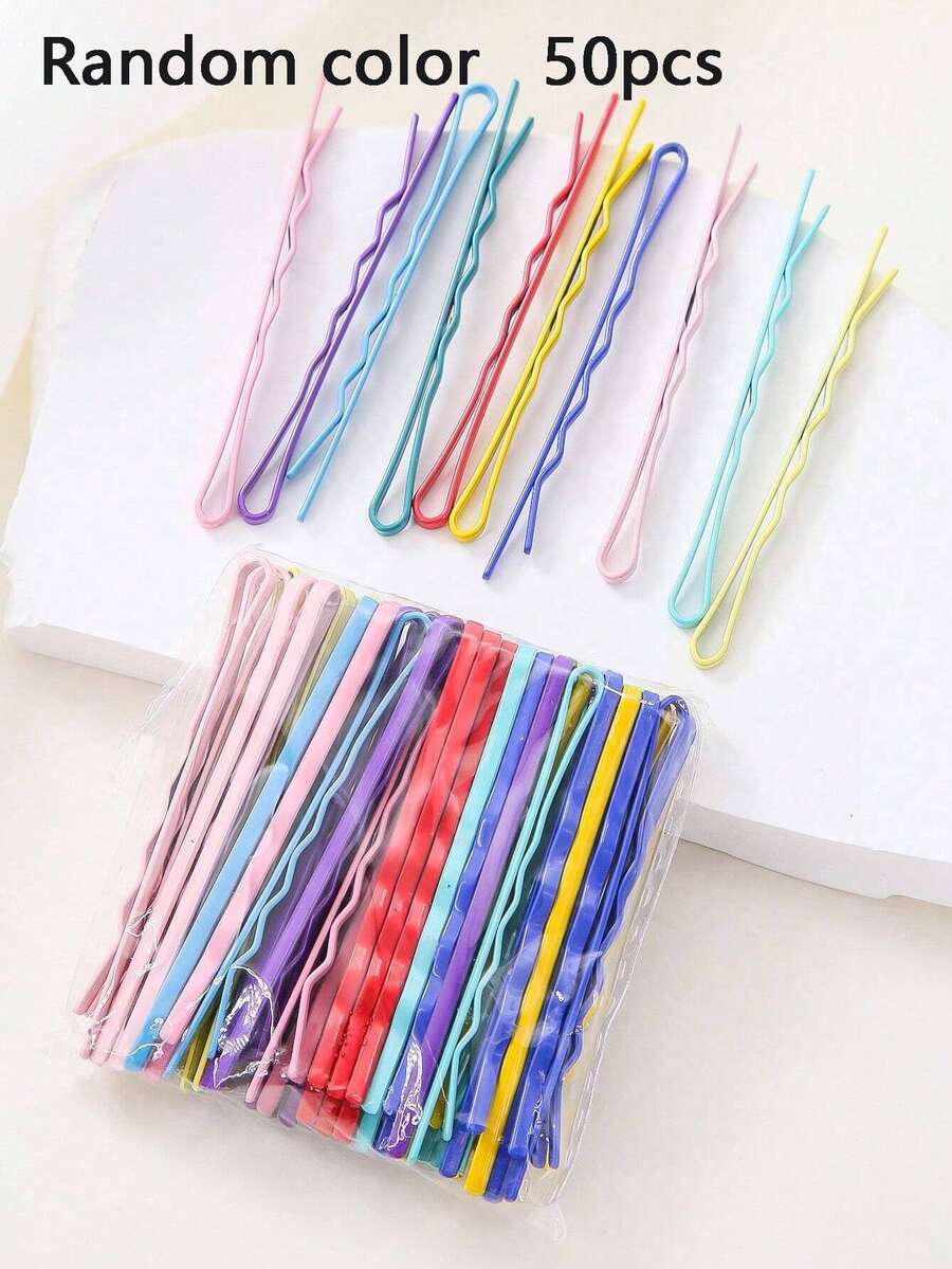 50 Stück/Packung bunte Wellenförmige Haarspangen aus Stahl, Haarzubehör Set für Frauen, Mädchen Pony Haarnadeln, Klammern, Haarklammern, Haarspangen, Haarspangen