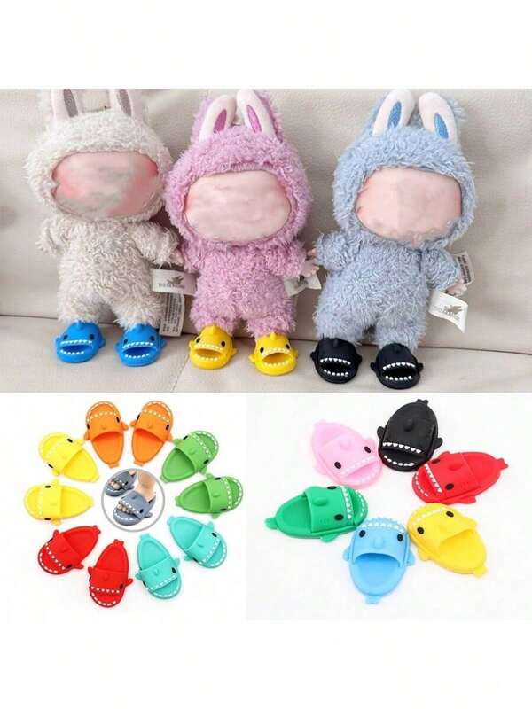 Pantoffels, schattige cartoon haaienpantoffels, accessoires voor 12 inch BJD/YMY/OB11 poppen, maat 4,5 inch, voor schoolbenodigdheden, terug naar school