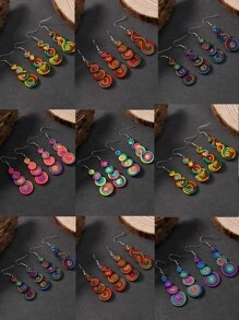 2 Paar bunte bohemische Regenbogen-Ohrringe, modische gewebte unisex Paar-Ohrringe, geeignet für den Alltag, Festivals, Schulanfang, Weihnachten, Paar-Schmuck (Zufallsfarbe)